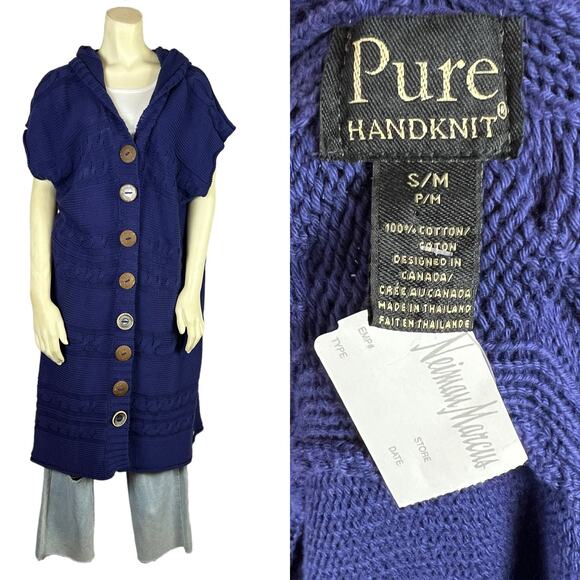 Pure Handknit Neiman Marcus sweater S / M Small Medium Cardigan Jacket Vest - Picture 1 of 12